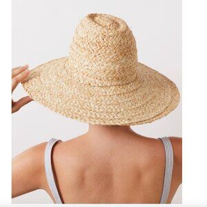 Like New Lola Hand-stitched Fiscolo Wide Brim Raffia Straw Hat Custom Made in NY